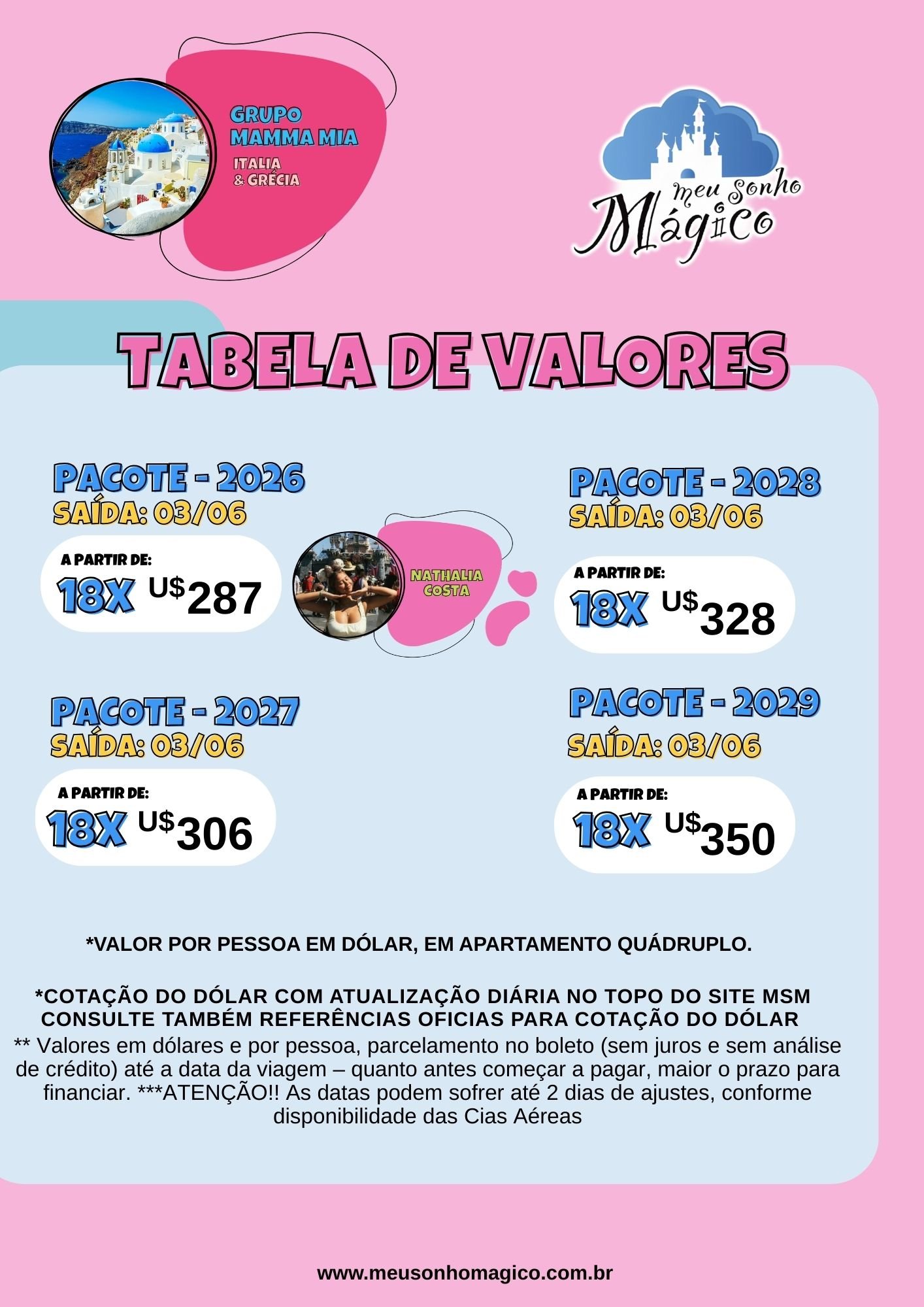 Grupo Mamma Mia Italia Grecia JUNHO MOBILE